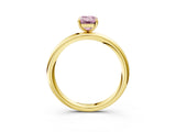 Yellow gold Fancy Pink Emerald  Solitaire Diamond Ring with Four-Prong Setting on a Plain Band_25