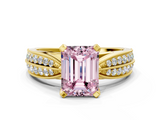 Yellow gold Fancy Pink Emerald  Solitaire Diamond Ring with Milgrain Pavé Band and Four-Prong Setting_37