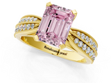 Yellow gold Fancy Pink Emerald  Solitaire Diamond Ring with Milgrain Pavé Band and Four-Prong Setting_38