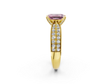Yellow gold Fancy Pink Emerald  Solitaire Diamond Ring with Milgrain Pavé Band and Four-Prong Setting_39