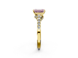 Yellow gold Fancy Pink Emerald  Solitaire Diamond Ring with Pavé Band and Four-Prong Setting_115