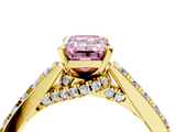 Yellow gold Fancy Pink Emerald  Solitaire Diamond Ring with Pavé Band and Four-Prong Setting_117