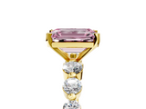 Yellow gold Fancy Pink Emerald  Solitaire Diamond Ring with Pave Band and Four-Prong Setting_270