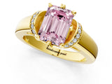 Yellow gold Fancy Pink Emerald  Solitaire Diamond Ring with Pave Band and Six-Prong Setting_33