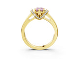 Yellow gold Fancy Pink Emerald  Solitaire Diamond Ring with Pave Band and Six-Prong Setting_35