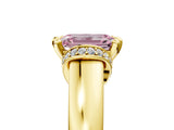 Yellow gold Fancy Pink Emerald  Solitaire Diamond Ring with Pave Band and Six-Prong Setting_37