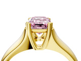 Yellow gold Fancy Pink Emerald  Solitaire Diamond Ring with Six-Prong Cathedral Setting_57