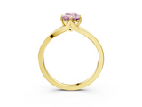 Yellow gold Fancy Pink Emerald  Solitaire Diamond Ring with Six-Prong Setting and Tapered Band_20