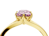 Yellow gold Fancy Pink Emerald  Solitaire Diamond Ring with Six-Prong Setting and Tapered Band_21