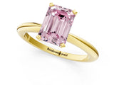Yellow gold Fancy Pink Emerald  Solitaire Diamond Ring with Six-Prong Setting on a Classic Band 1