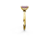 Yellow gold Fancy Pink Emerald  Solitaire Diamond Ring with Six-Prong Setting on a Classic Band 2
