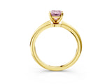 Yellow gold Fancy Pink Emerald  Solitaire Diamond Ring with Six-Prong Setting on a Classic Band 3