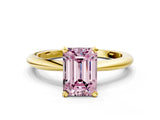 Yellow gold Fancy Pink Emerald  Solitaire Diamond Ring with Six-Prong Setting on a Classic Band