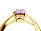 Yellow gold Fancy Pink Emerald  Solitaire Diamond Ring with Split Shank and Four-Prong Setting_16