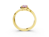 Yellow gold Fancy Pink Emerald  Solitaire Diamond Ring with Split Shank and Prong Setting_43