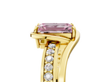 Yellow gold Fancy Pink Emerald  Solitaire Diamond Ring with Split Shank and Prong Setting_45