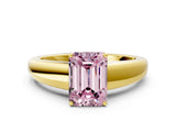 Yellow gold Fancy Pink Emerald  Solitaire Diamond Ring with Tapered Band and Four-Prong Setting_49