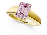 Yellow gold Fancy Pink Emerald  Solitaire Diamond Ring with Tapered Band and Four-Prong Setting_50
