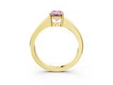 Yellow gold Fancy Pink Emerald  Solitaire Diamond Ring with Tapered Band and Four-Prong Setting_52