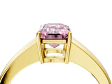 Yellow gold Fancy Pink Emerald  Solitaire Diamond Ring with Tapered Band and Four-Prong Setting_53
