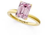 Yellow gold Fancy Pink Emerald  Solitaire Diamond Ring with Thin Band and Four-Prong Setting_4