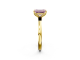 Yellow gold Fancy Pink Emerald  Solitaire Diamond Ring with Thin Band and Four-Prong Setting_5