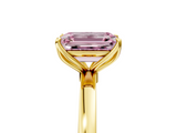 Yellow gold Fancy Pink Emerald  Solitaire Diamond Ring with Thin Band and Four-Prong Setting_8