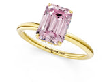 Yellow gold Fancy Pink Emerald  Solitaire Diamond Ring with a Classic Band and Four-Prong Setting 1