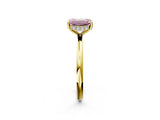 Yellow gold Fancy Pink Emerald  Solitaire Diamond Ring with a Classic Band and Four-Prong Setting 2
