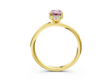 Yellow gold Fancy Pink Emerald  Solitaire Diamond Ring with a Classic Band and Four-Prong Setting 3