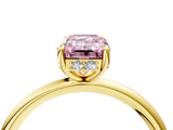 Yellow gold Fancy Pink Emerald  Solitaire Diamond Ring with a Classic Band and Four-Prong Setting 4