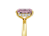 Yellow gold Fancy Pink Emerald  Solitaire Diamond Ring with a Classic Band and Four-Prong Setting 5