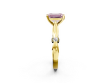 Yellow gold Fancy Pink Emerald  Solitaire Diamond Twisted Band with Four-Prong Setting_30