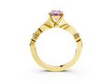 Yellow gold Fancy Pink Emerald  Solitaire Diamond Twisted Band with Four-Prong Setting_31