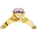 Yellow gold Fancy Pink Emerald  Solitaire Diamond Twisted Band with Four-Prong Setting_32