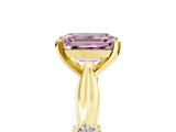 Yellow gold Fancy Pink Emerald  Solitaire Diamond Twisted Band with Four-Prong Setting_33