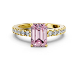 Yellow gold Fancy Pink Emerald  Solitaire Diamond with Pavé Band and Four-Prong Setting_49