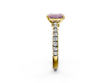 Yellow gold Fancy Pink Emerald  Solitaire Diamond with Pavé Band and Four-Prong Setting_51