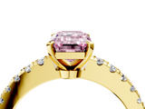 Yellow gold Fancy Pink Emerald  Solitaire Diamond with Pavé Band and Four-Prong Setting_53