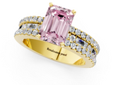 Yellow gold Fancy Pink Emerald  Solitaire Diamond with Pave and Channel Set Band_57