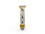 Yellow gold Fancy Pink Emerald  Solitaire Diamond with Pave and Channel Set Band_58