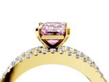Yellow gold Fancy Pink Emerald  Solitaire Diamond with Pave and Channel Set Band_60