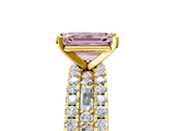 Yellow gold Fancy Pink Emerald  Solitaire Diamond with Pave and Channel Set Band_61