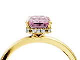 Yellow gold Fancy Pink Emerald  Solitaire Engagement Ring with Cathedral Band and Four-Prong Setting_25