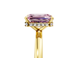 Yellow gold Fancy Pink Emerald  Solitaire Engagement Ring with Cathedral Band and Four-Prong Setting_26