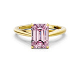 Yellow gold Fancy Pink Emerald  Solitaire Engagement Ring with Four-Prong Setting and Classic Band 1