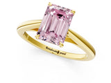 Yellow gold Fancy Pink Emerald  Solitaire Engagement Ring with Four-Prong Setting and Classic Band 2