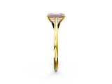 Yellow gold Fancy Pink Emerald  Solitaire Engagement Ring with Four-Prong Setting and Classic Band 3