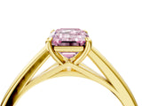 Yellow gold Fancy Pink Emerald  Solitaire Engagement Ring with Four-Prong Setting and Classic Band 5