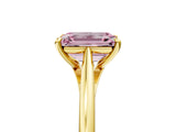 Yellow gold Fancy Pink Emerald  Solitaire Engagement Ring with Four-Prong Setting and Classic Band